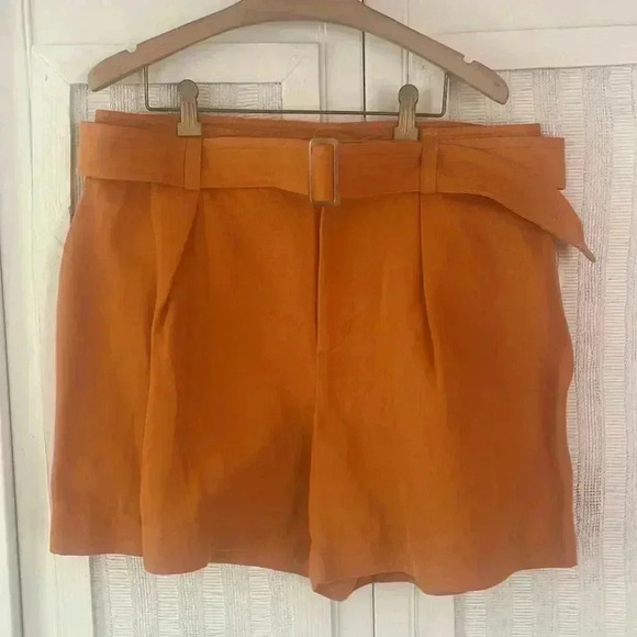 Vince Belted Twill Linen-Blend Short sz 12 NEW - Picture 5 of 7
